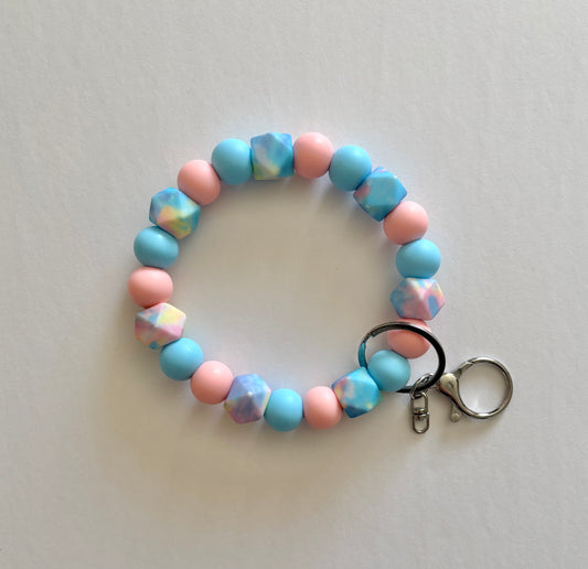 Cotton Candy Silicone Beaded Key Wristlet