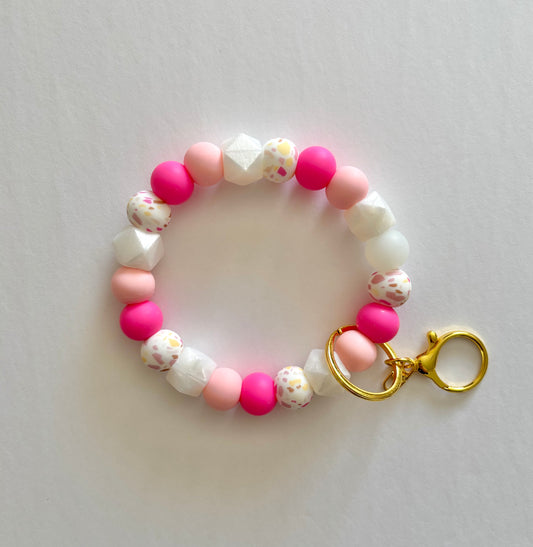 Pinky Silicone Beaded Key Wristlet