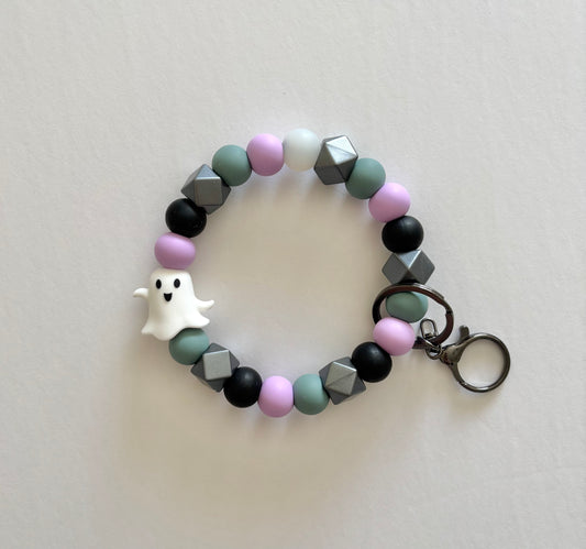 Ghost Silicone Beaded Key Wristlet